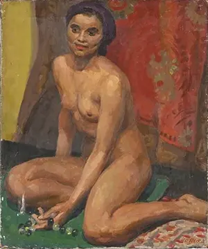 Seated Nude Woman, Holding a Beaded Necklace () by Herbert Ashwin Budd